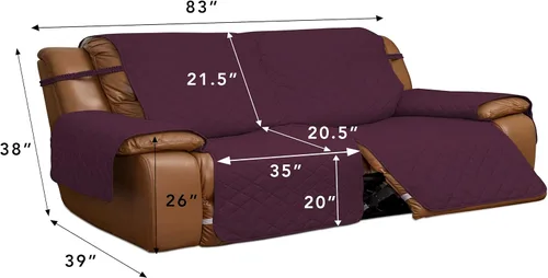 Vista 3 de Easy-Going Funda de sofá reclinable, funda de sofá reversible para sillón reclinable doble, funda de sofá dividida para cada asiento, protector