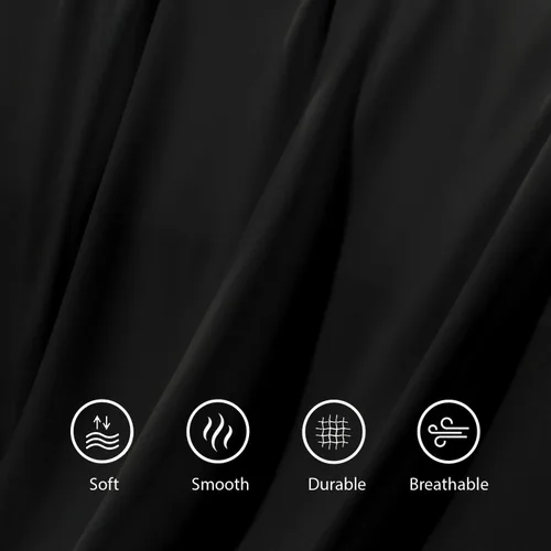 Vista 5 de Sábanas para sofá cama – Juego de 4 piezas, tamaño matrimonial, bolsillo profundo de 6 pulgadas de microfibra ultrasuave, doble cepillado, Negro