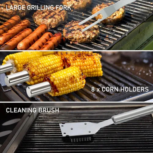 Vista 6 de Duerer Juego de 32 herramientas para parrilla de barbacoa, herramientas para parrilla de acero inoxidable, accesorios para parrilla de barbacoa