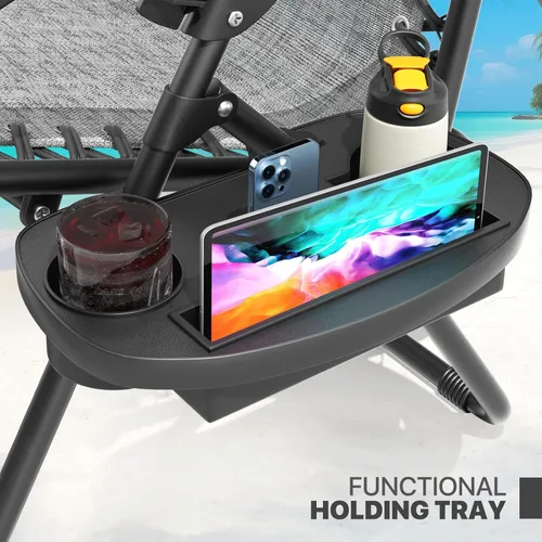 Vista 36 de Magshion Zero Gravity - Juego de 2 sillas reclinables para patio al aire libre con bandeja lateral, reclinables ajustables antigravedad