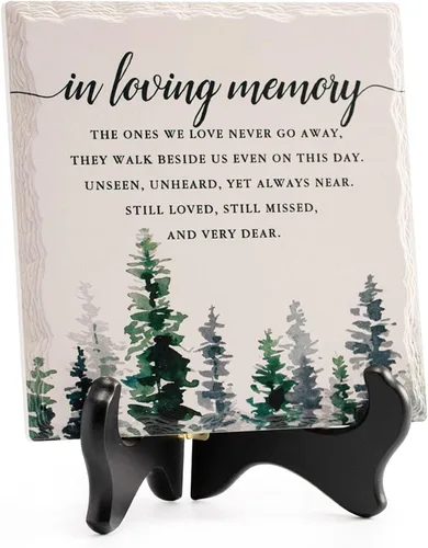 Vista 11 de LukieJac - Regalos de condolencia para la pérdida de un ser querido en memoria de madre y padre, placa con soporte de madera, regalos