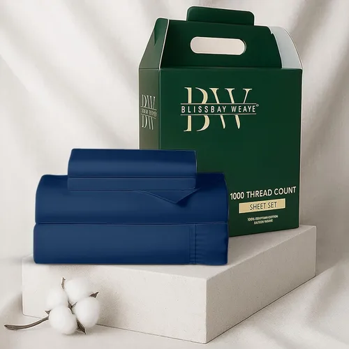 Vista 9 de Juego de sábanas 100% de algodón egipcio de 1000 hilos, tamaño Queen, 4 piezas, refrescante, suave, resistente a las arrugas, bolsillo profundo