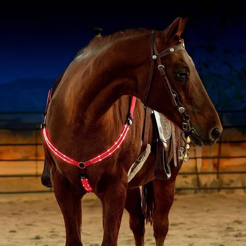 Vista 7 de SSZYace Adjustable LED Horse Breastplate Collar, Nylon LED Night Flashing Light Bar Harness Tack