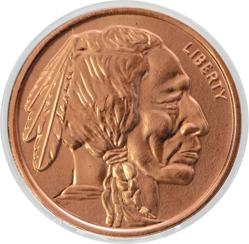 Vista 14 de Réplica de Águila de Oro India de 1907, $10, 1 onza de cobre puro .999, redonda, coleccionable, moneda de 39 mm en cápsula - COA de Heavenly Metals