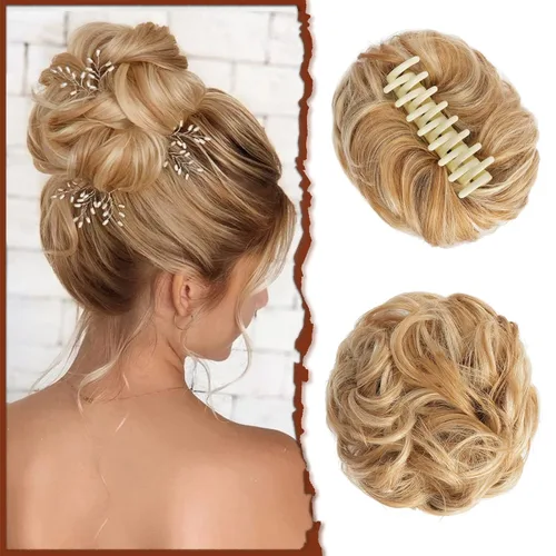 Vista 11 de SOFEIYAN Clip de Garra para Moño Despeinado Pieza de Cabello Ondulado Rizado Clip de Moño con Garra Chignon Coleta Postizos Extensiones de Cabello