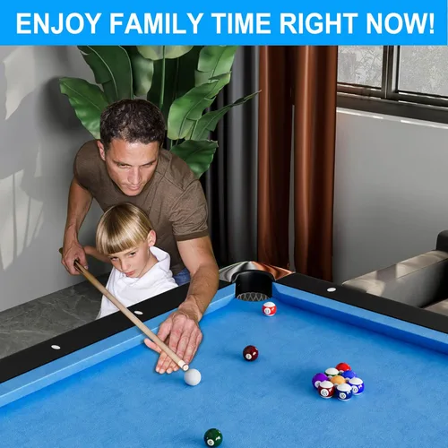 Vista 8 de Mesa de billar 3 en 1, mesa de billar plegable de 65.75 pulgadas con mesa de ping pong y parte superior de comedor, mesa de juego múltiple incluye