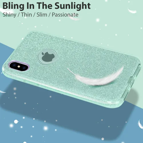 Vista 4 de Carcasa para iPhone X (2017), con brillantina, brillo de cristal de MATEPROX , Verde