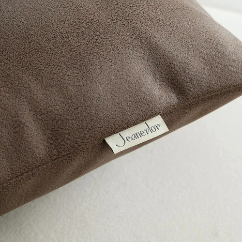 Vista 5 de Jeanerlor Juego de 2 fundas de almohada decorativas de piel sintética con textura de 24 x 24 pulgadas para sofá, duradera, elegante, cómoda