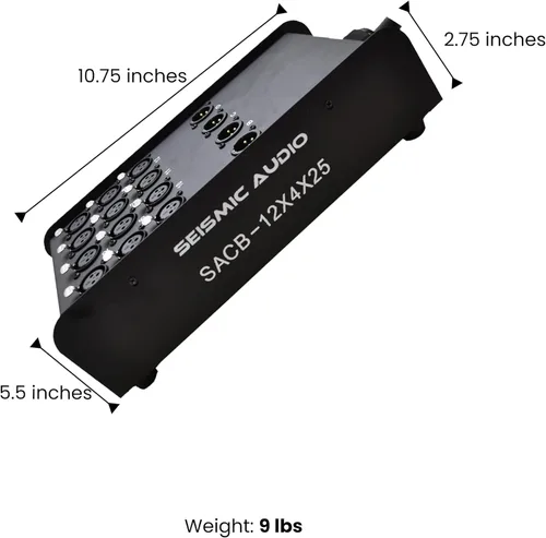 Vista 2 de Seismic Audio Cable Snake Sub de Envío XLR de Perfil Bajo de 12 Canales, Cable Divisor XLR, 25 Pies