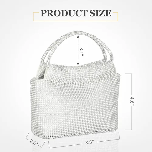 Vista 3 de Bolsos de mujer con diamantes de imitación de cristal, bolsos de noche con purpurina