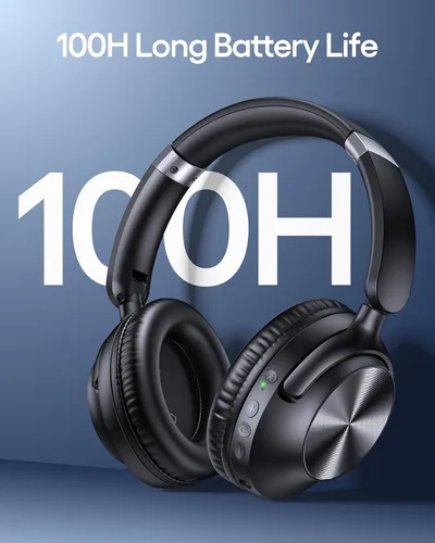Vista 3 de TAGRY Auriculares híbridos con cancelación activa de ruido, 100 horas de reproducción, inalámbricos, sobre la oreja, Bluetooth con carga rápida