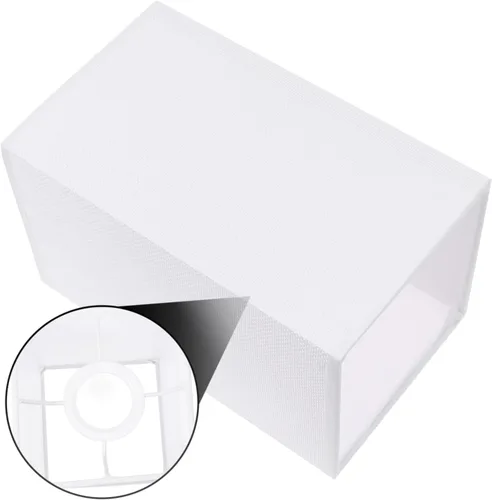 Vista 4 de E27 - Cubierta cuadrada de tela blanca para dormitorio, pantalla universal, difusor de luz, cubierta de araña
