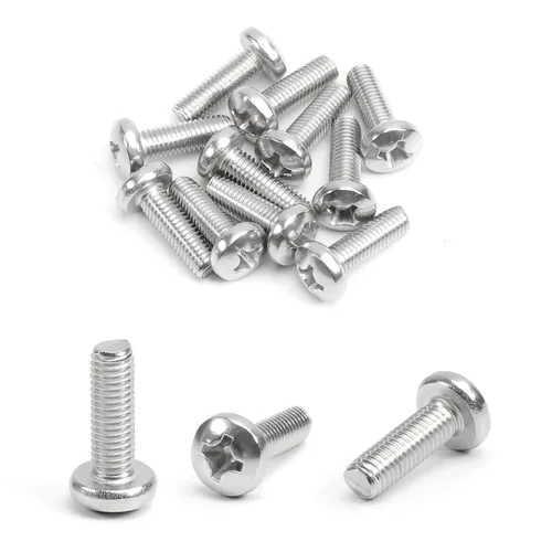 Vista 18 de MroMax 50 tornillos de máquina Phillips de cabeza plana M5 x 0.315 in, acero inoxidable 304 18-8, rosca completa, tornillos de cabeza cruzada gris