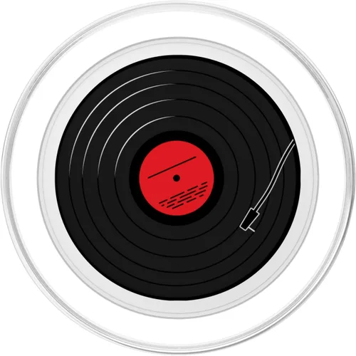 Vista 2 de Álbum de vinilo retro LP Art diseño rojo PopSockets MagSafe PopGrip para iPhone