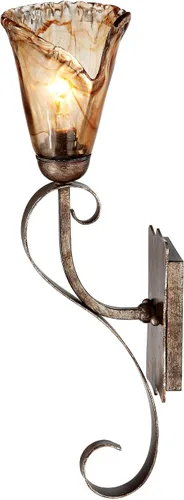 Vista 6 de Franklin Iron Works Aplique de pared rústico de desplazamiento ámbar, iluminación de metal dorado con cableado de metal de 23 1/2 pulgadas