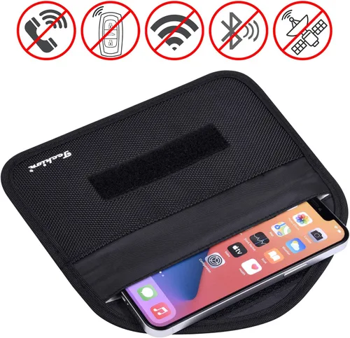 Vista 3 de Bolsa de bloqueo de señal, paquete de 2 bolsas RFID Faraday para teléfono celular y llave de automóvil, protección de privacidad, antipiratería