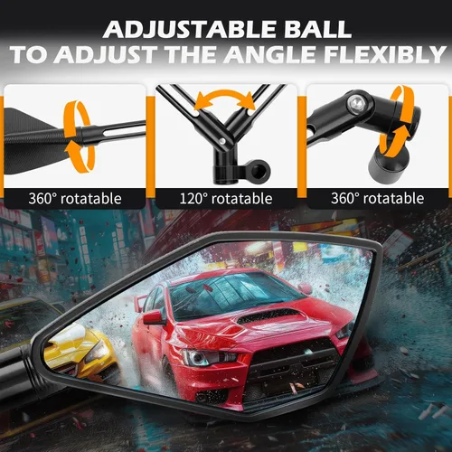 Vista 4 de JMTBNO Espejo universal de aluminio para manillar de motocicleta, espejos laterales traseros de 8mm 10mm para bicicleta de calle, bicicleta