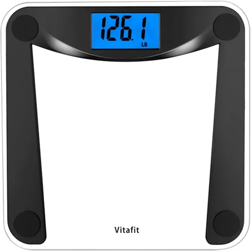 Vitafit Báscula digital de peso de baño para peso corporal, alta precisión garantizada por un profesional de pesaje desde 2001, LCD retroiluminado
