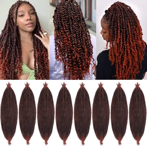 Vista 62 de Cabello de Envoltura Pre-Esponjado de 8 Pulgadas, 3 Paquetes, Cabello Afro Twist Pre-Separado Elástico para Locs, Cabello Afro Twist Negro Natural