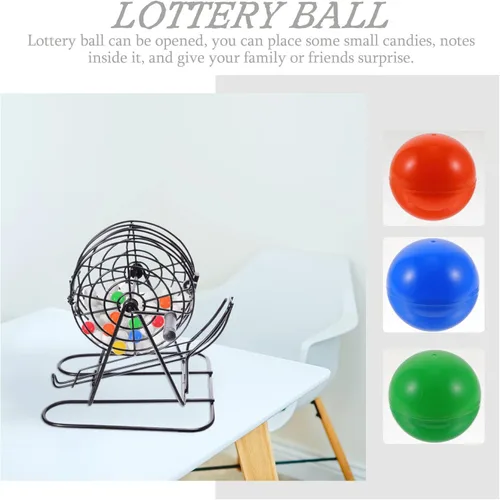 Vista 6 de Hemoton 25 bolas de bingo huecas de plástico, bolas de rifa que se abren para máquinas expendedoras y fiestas de cumpleaños, 1.6 in, color aleatorio