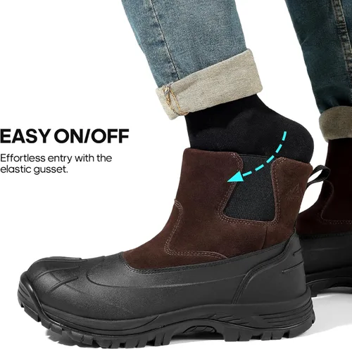 Vista 3 de NORTIV 8 Botas de nieve de invierno para hombre, impermeables, aisladas, sin cordones