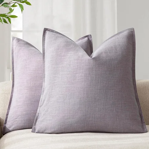 Vista 53 de Foindtower - Juego de 2 fundas de almohada decorativas de lino sólido, suave y con acento, fundas de cojín estilo bohemio y campestre, neutrales