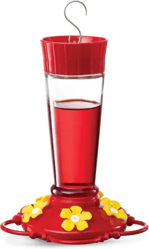 Vista 10 de Comedero para colibríes de 10 onzas, paquete de 2, comederos de vidrio para colibríes para exteriores, con protector de hormigas integrado, percha