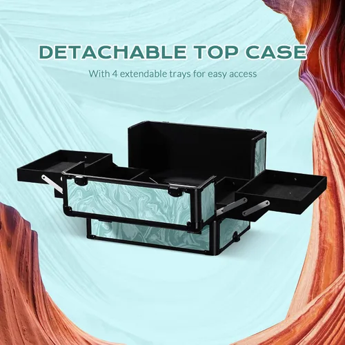 Vista 6 de BYOOTIQUE CoyoteButtes Vitality - Organizador de maquillaje rodante 4 en 1, estuche de maquillaje de viaje con ruedas para manicurista de uñas