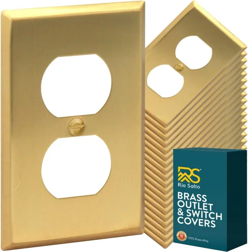 Vista 18 de Rio Salto Placa de pared de metal dorado en latón Placa de salida en blanco Cubierta para tomas de corriente no utilizadas Interruptor de pared de 1