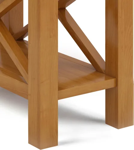 Vista 166 de Simpli Home Kitchener mesa de centro, color nogal oscuro, Pino, Distressed Grey