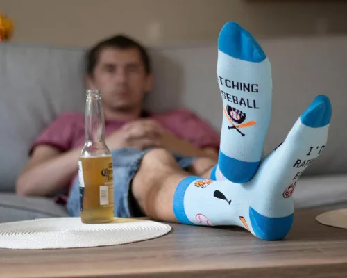 Vista 2 de IRISGOD Calcetines de vestir divertidos con texto en inglés I'd Rather Be Funny para hombres y mujeres