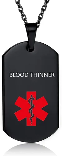 GMXLin Collar de Alerta Médica Rojo para Hombres y Mujeres de Acero Inoxidable con Etiqueta de ID Médica Negra Grabada, Colgante de Emergencia