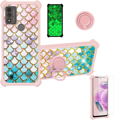 Vista 22 de jioeuinly Cricket Ovation 2 - Funda compatible con AT&T Maestro Max (2021) con protector de pantalla de vidrio templado, policarbonato duro +