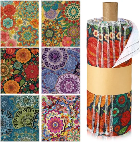Vista 17 de Redbaker 6 Piezas Rollos de Toallas de Papel Reutilizables Toallas de Cocina a Granel Lavables Sin Papel Paños de Algodón Servilletas de Mano