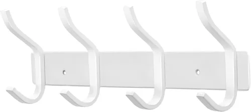 Vista 17 de Ganchos de pared negros, perchero de pared de 30 cm con 4 ganchos, ganchos de pared resistentes para colgar mochila, bolso, cartera, ropa, sombrero