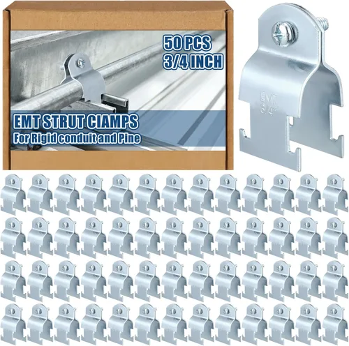 Vista 9 de Landhoow Emt Pipe - Abrazaderas universales de puntal para canal, accesorio de conducto electro galvanizado con perno y tuerca, herramienta