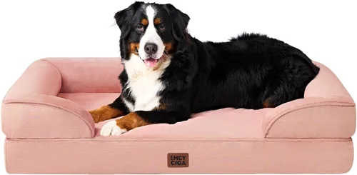 Vista 55 de EHEYCIGA – Cama ortopédica impermeable para perros extragrandes, espuma viscoelástica tipo caja de huevos, bordes elevados y base antideslizante