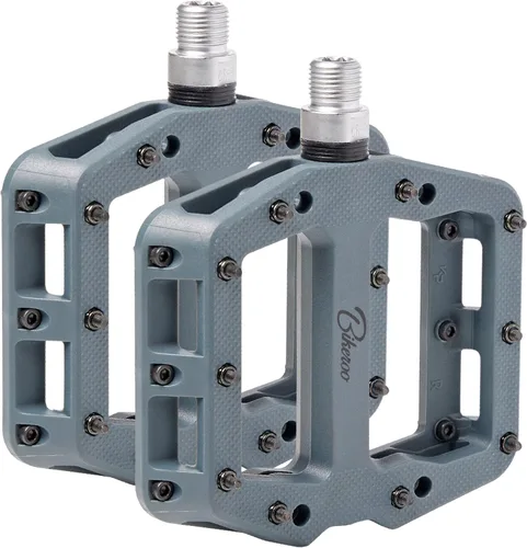 Vista 8 de Bikeroo Black Light Up Mountain Bike Pedals for Night Morning, MTB Platform w/Grip Pins, All Metal Construction, 9/16" Spindle