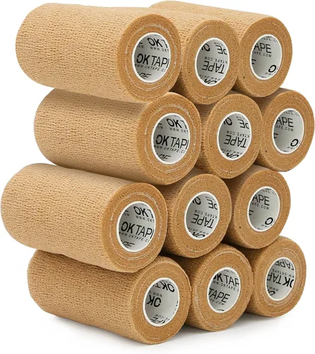 Vista 16 de OK TAPE Vendas Cohesivas Autoadherentes – 24 paquetes, 1 pulgada x 5 yardas, venda autoadhesiva no tejida para pulgar, dedo, muñeca, tobillo, cinta