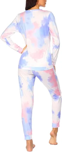 Vista 5 de Ekouaer Conjunto de ropa interior térmica de maternidad y lactancia, conjunto de pantalones largos de punto a rayas, capa base superior e inferior