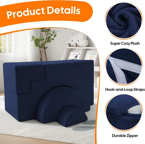 Vista 5 de MeMoreCool - Sofá modular para niños, sofá de espuma con diseño de tobogán y escalera, sofá convertible para niños para sala de juegos, mueble