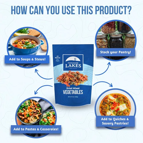 Vista 2 de Thousand Lakes Mezcla de sopa selecta de verduras secas – paquete de 2 8 onzas (1 libra en total) 100% verduras Sin sal añadida