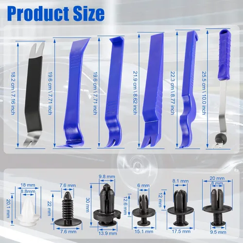 Vista 5 de LivTee Kit de Herramientas para Remover Molduras de Auto, Juego de Herramientas de Palanca Removedoras de Sujetadores de Clips, 100 Piezas de Clips