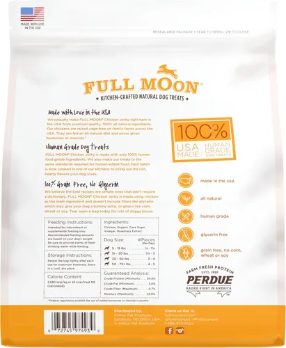 Vista 2 de Full Moon - Cecina de pollo para perros saludable, natural y de grado humano, sin granos, hecha en EE. UU., 1.5 libras (Paquete de 1)