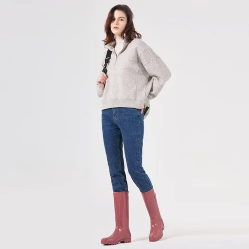 Vista 2 de planone Botas de lluvia altas de moda para mujer, impermeables, botas ligeras para jardín al aire libre, botas de lodo para damas, zapatos