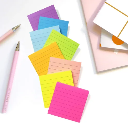 Vista 6 de 9 blocs de notas adhesivas de 3 x 3 pulgadas, colores brillantes, autoadhesivas, notas adhesivas superadhesivas, paquete de gran valor