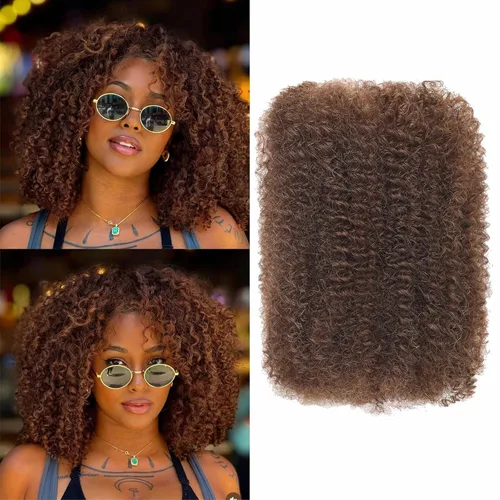 Vista 12 de Cabello humano afro rizado a granel de 8-28 pulgadas afro rizado a granel 100% cabello humano para extensiones de rastas reparar loc hacer trenzas 1