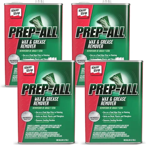 KLEAN-STRIP Prep-All - Removedor de cera y grasa, paquete de 4, limpiador de preparación de pintura multisuperficie, eficaz para carrocería de