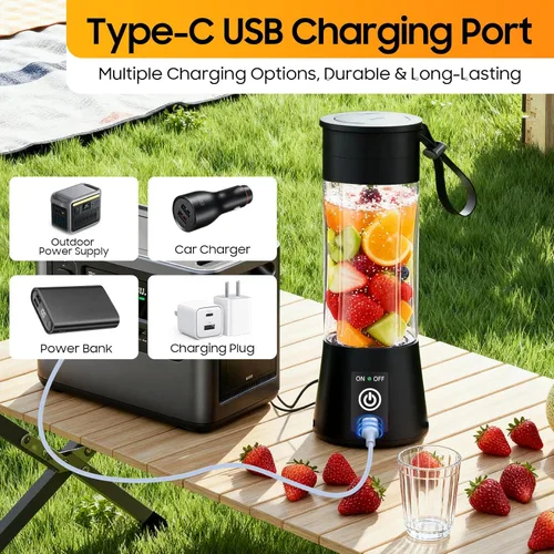 Vista 8 de Cordless Portable Personal Size Blender - 2026 Upgraded New Blender for Shakes and Smoothies with 13 Oz BAP Free Juice Cup, USB Rechargeable Freshly