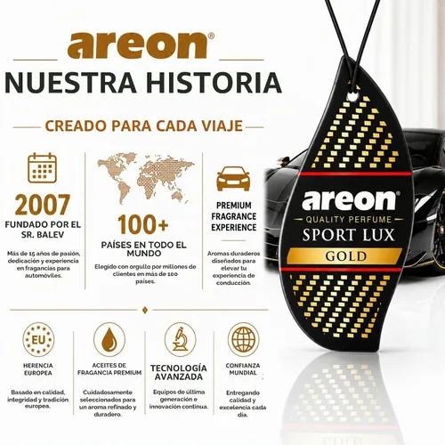 Vista 7 de AREON Sport Lux Gold - Ambientador de aire colgante de cartón para automóvil, hogar y oficina - Perfume de colonia premium con fragancias naturales